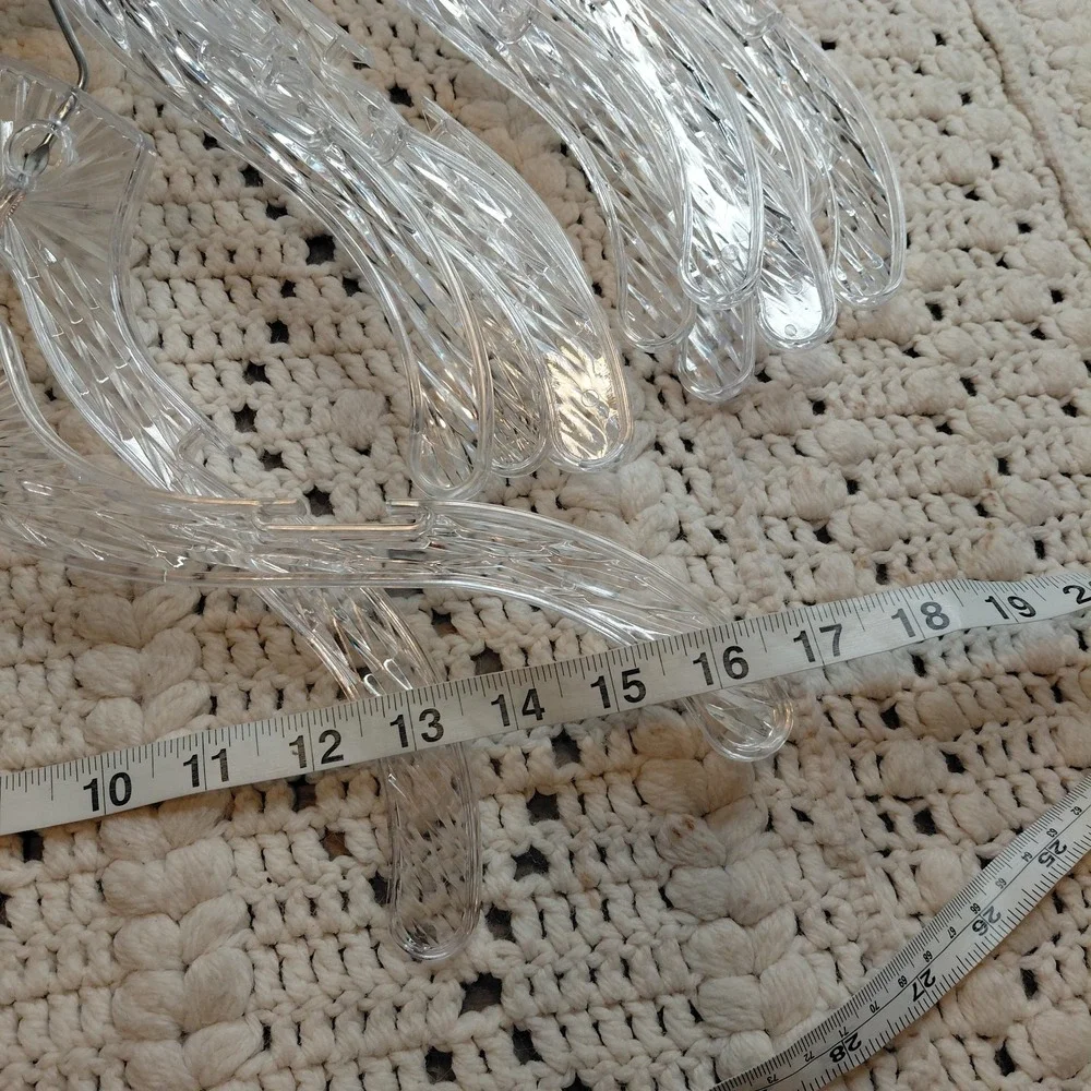 Vtg Lot 14 MCM Clear Plastic Ice Crystal Star Burst Prism Clothes Hangers‎ Retro
